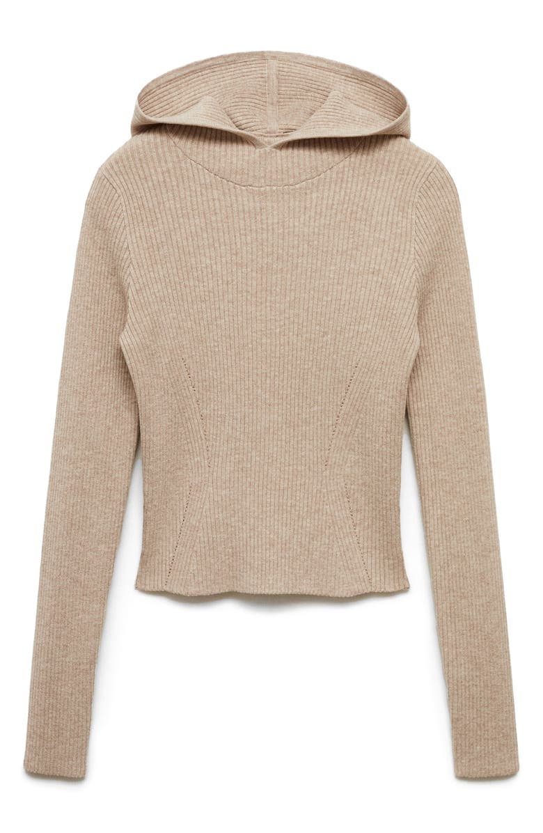 MANGO Rib Hoodie Sweater, Alternate, color, Light/ Pastel Grey