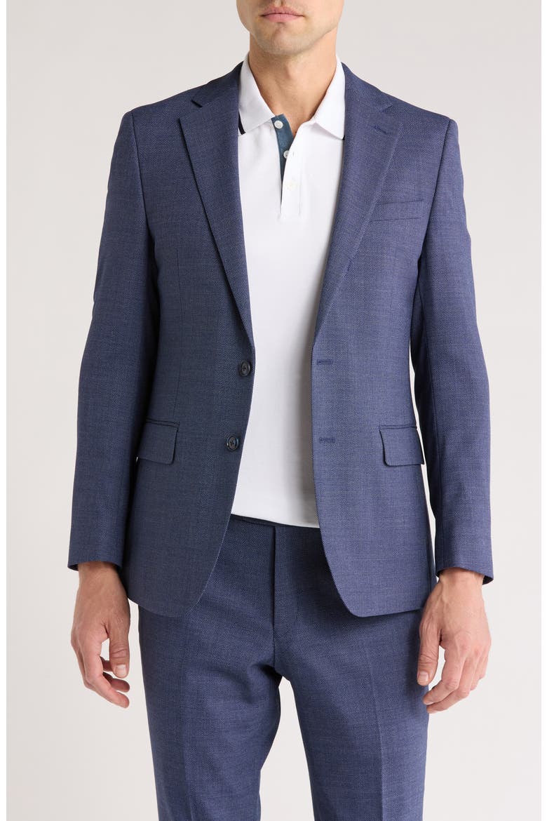 Navy Birdseye Stretch Suit Jacket, Main, color, NAVY
