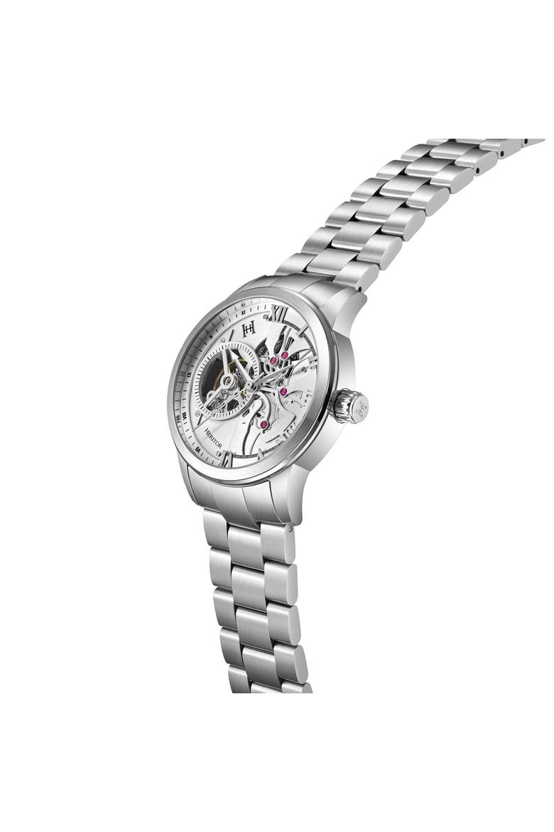 August Semi-Skeleton Automatic Watch, Alternate, color, Silver-Black
