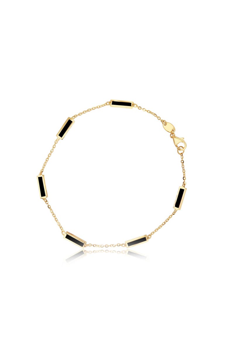 The Lovery Fine Jewelry Onyx Bar Chain Bracelet, Main, color, Onyx