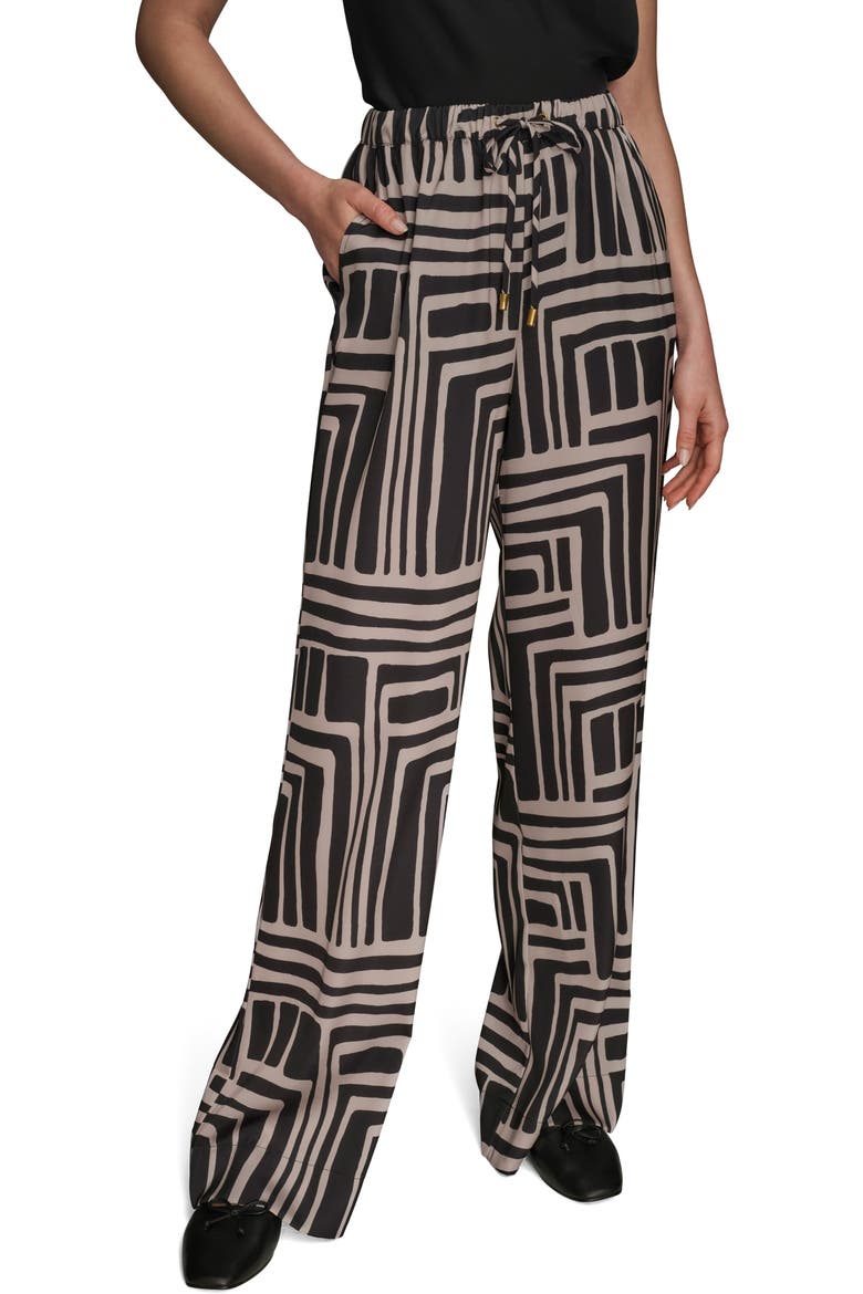 Geo Print Wide Leg Pants, Main, color, BLACK/ SAND