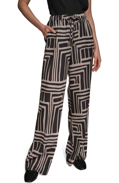 Donna Karan New York Geo Print Wide Leg Pants In Black