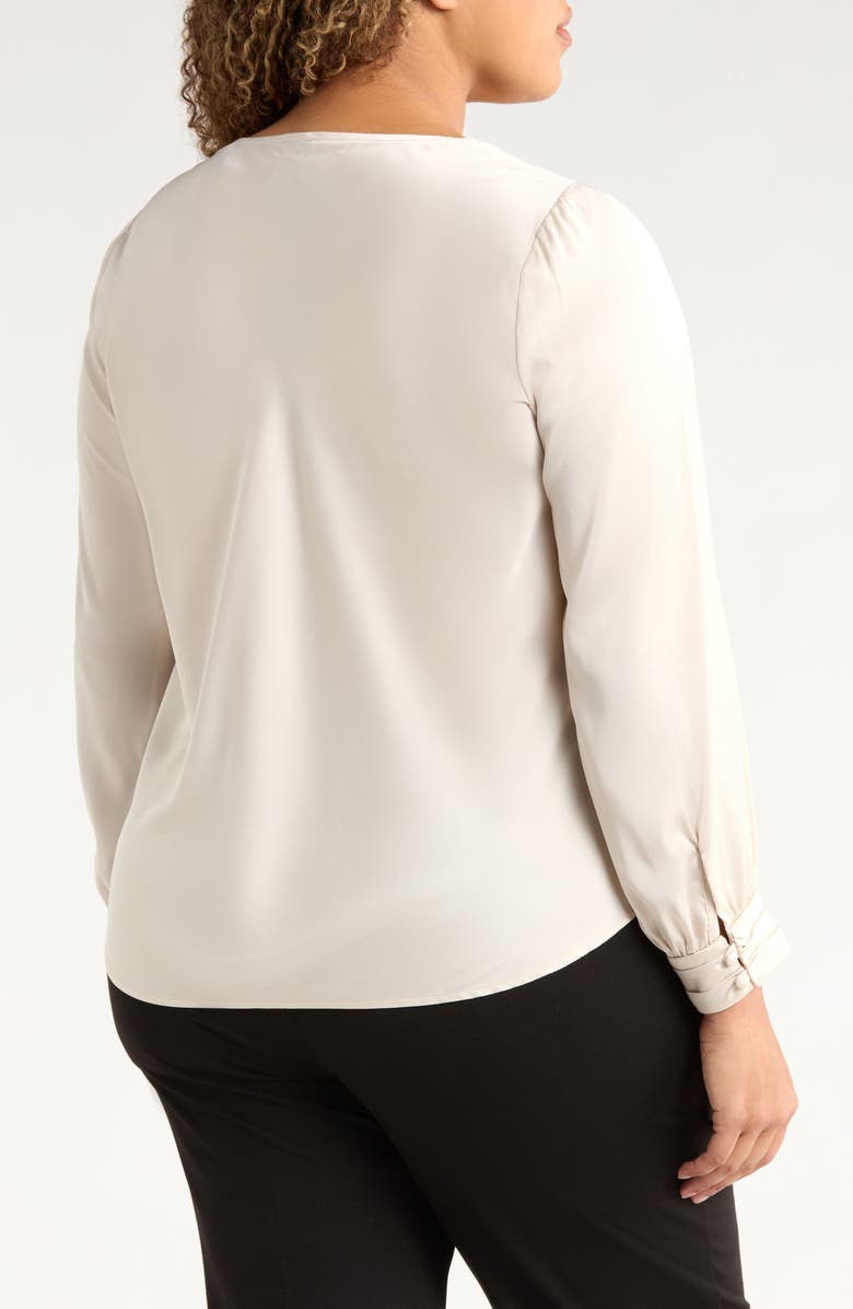 Anne Klein Drape Neck Top, Alternate, color, Soft Birch