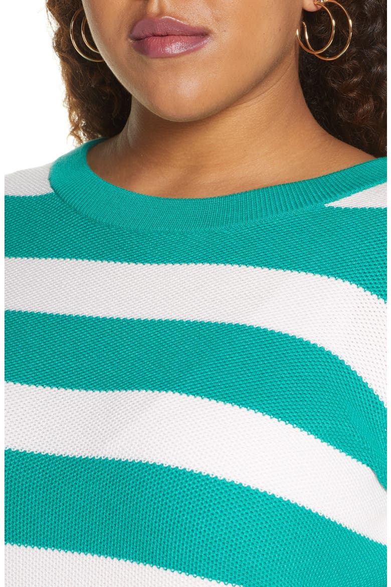 x Atlantic-Pacific Three Quarter Sleeve Sweater, Alternate, color, GREEN- PINK STRIPE