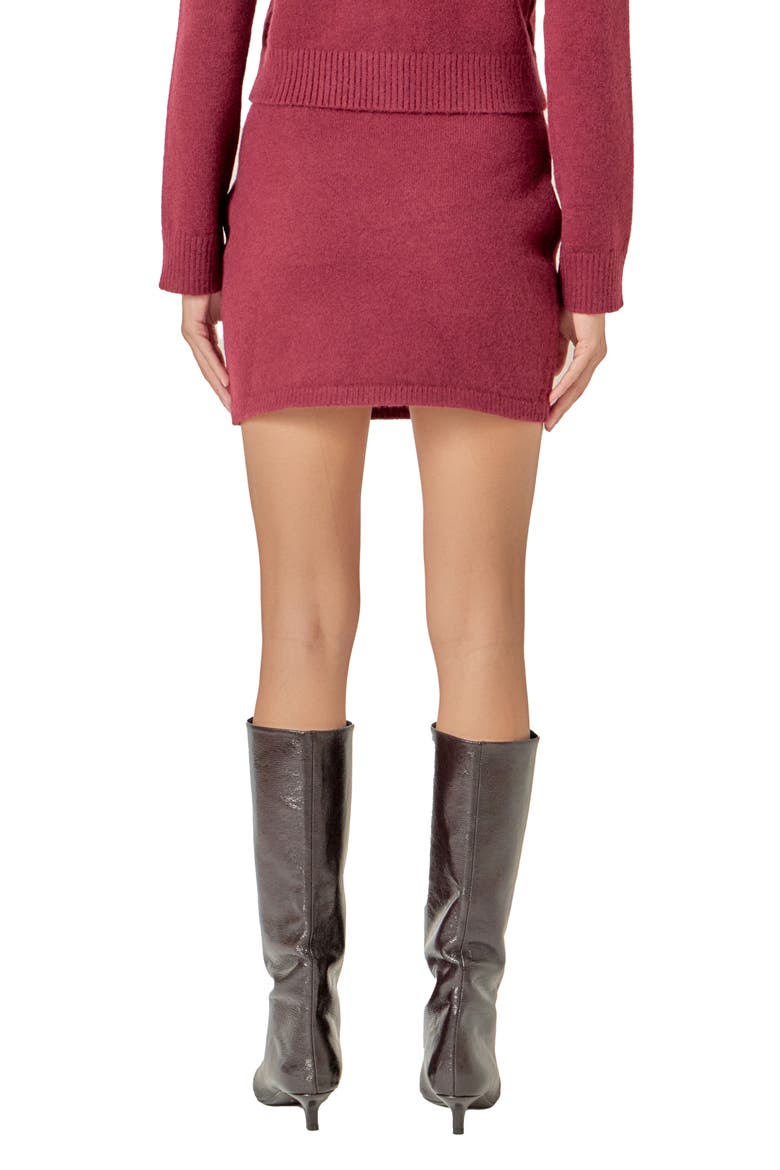 Argyle Knit Miniskirt, Alternate, color, BURGUNDY/ SALMON
