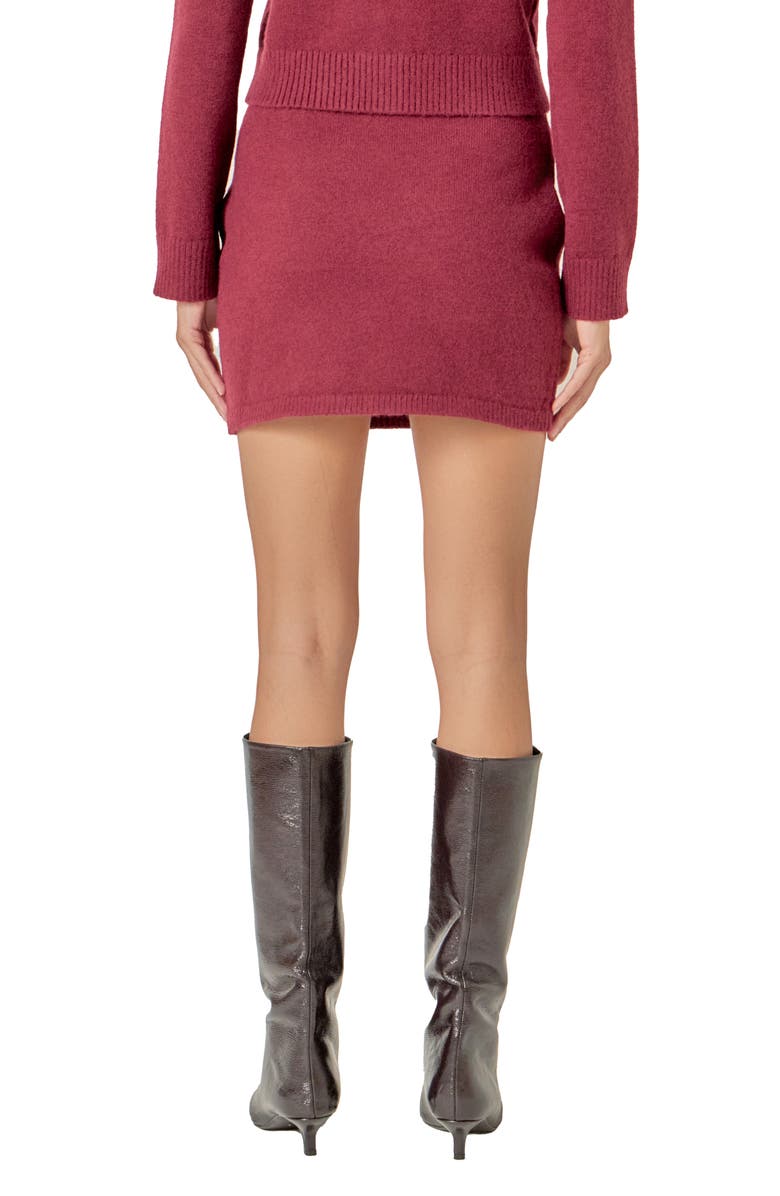 English Factory Argyle Knit Miniskirt, Alternate, color, Burgundy/ Salmon