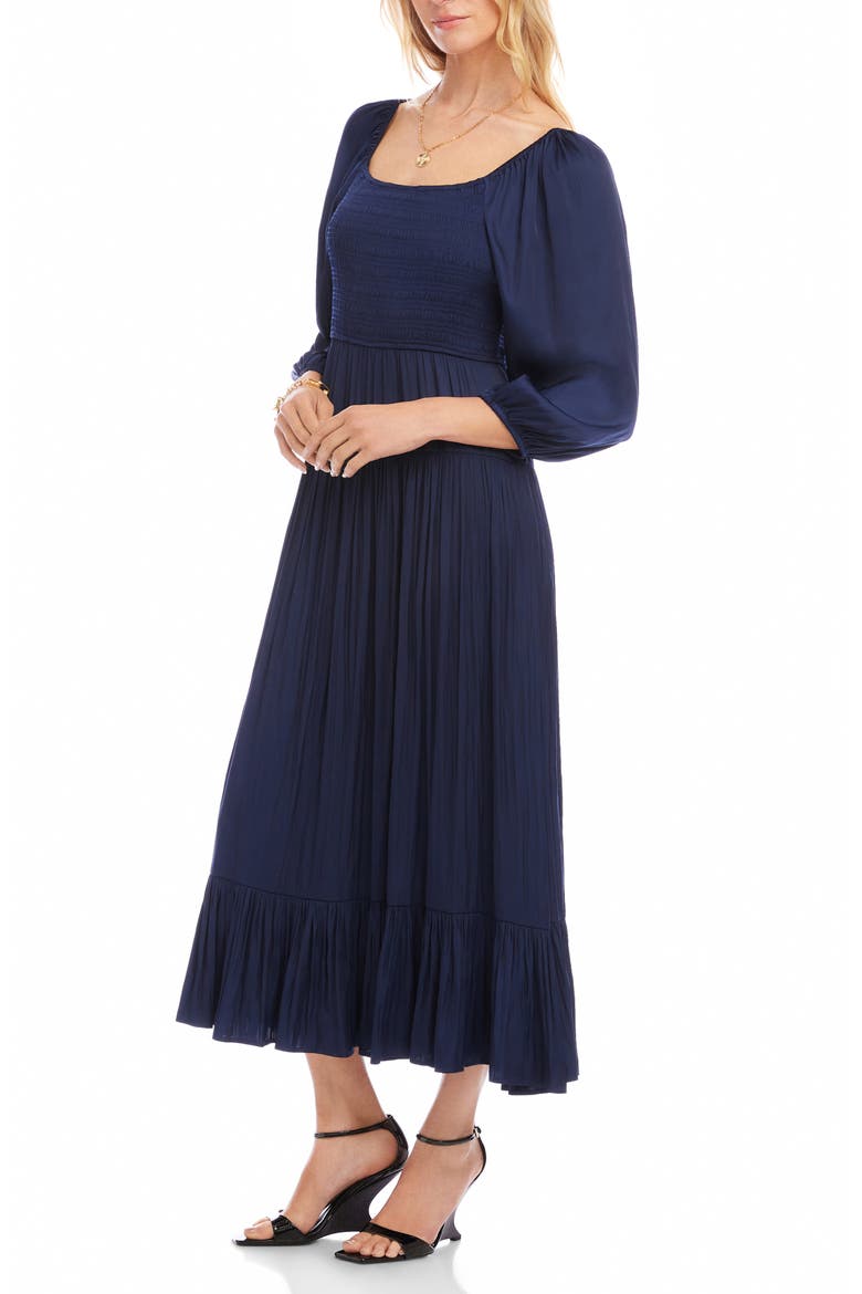Smocked Balloon Sleeve Maxi Dress, Alternate, color, NAVY