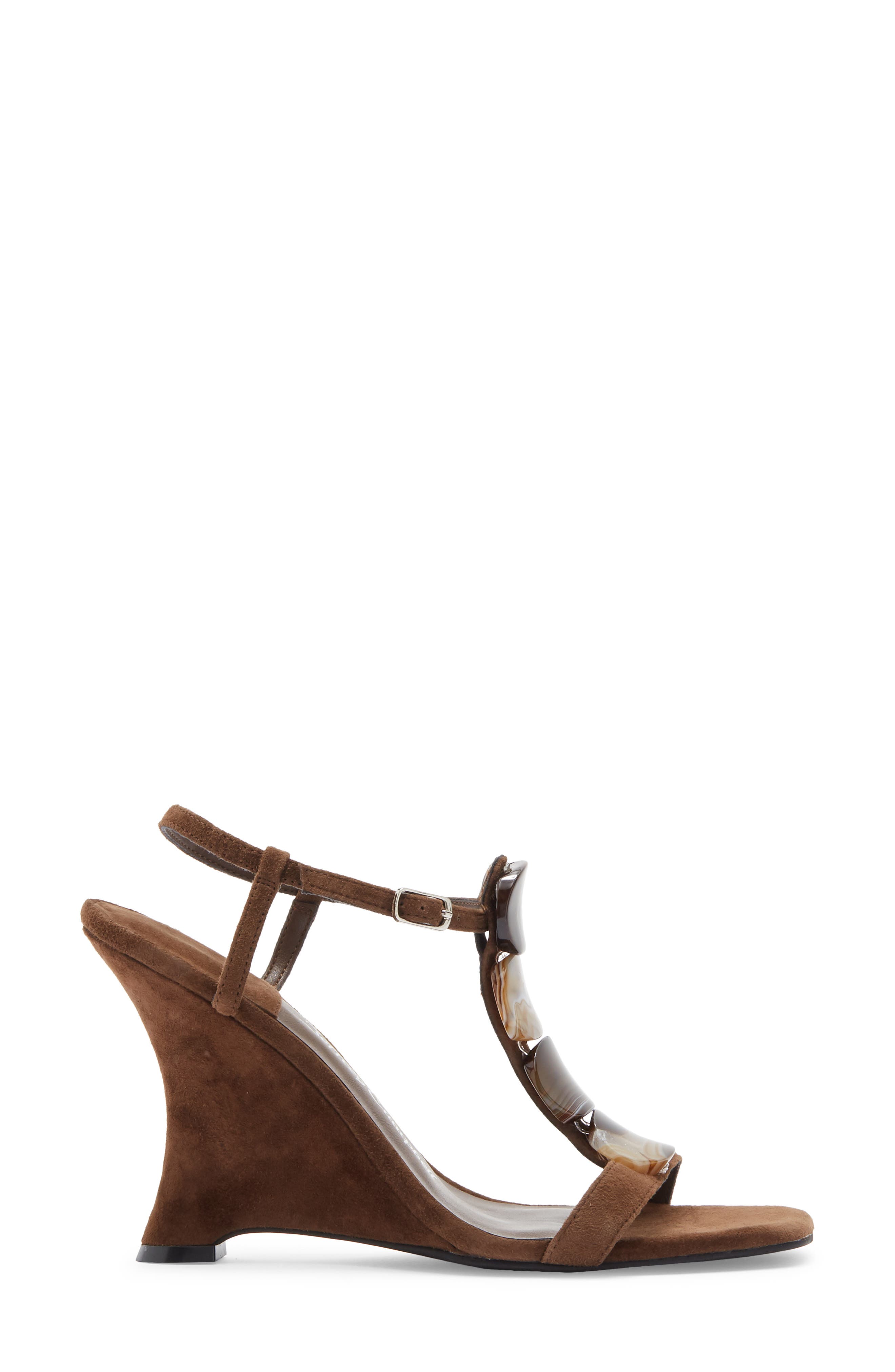 Jeffrey Campbell Palma Ankle Strap Wedge Sandal, Alternate, color, Espresso Suede