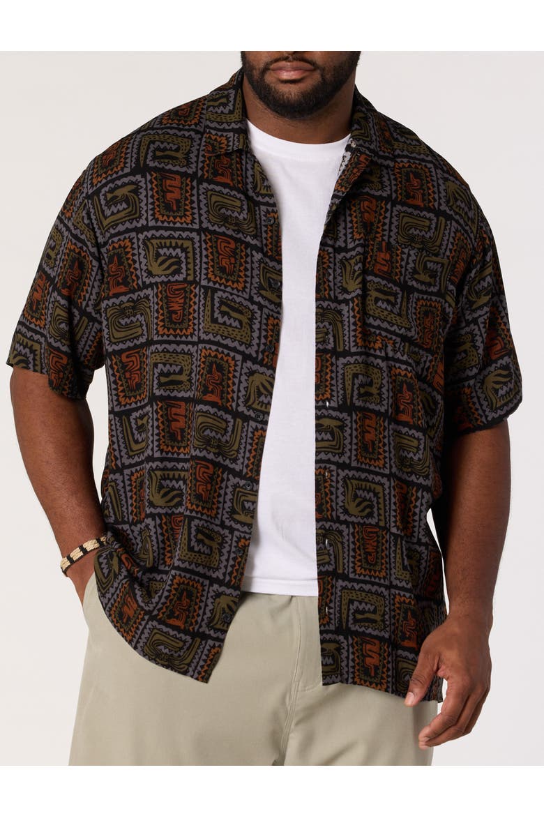 Big & Tall Relaxed Woven Camp Shirt, Main, color, BLACK