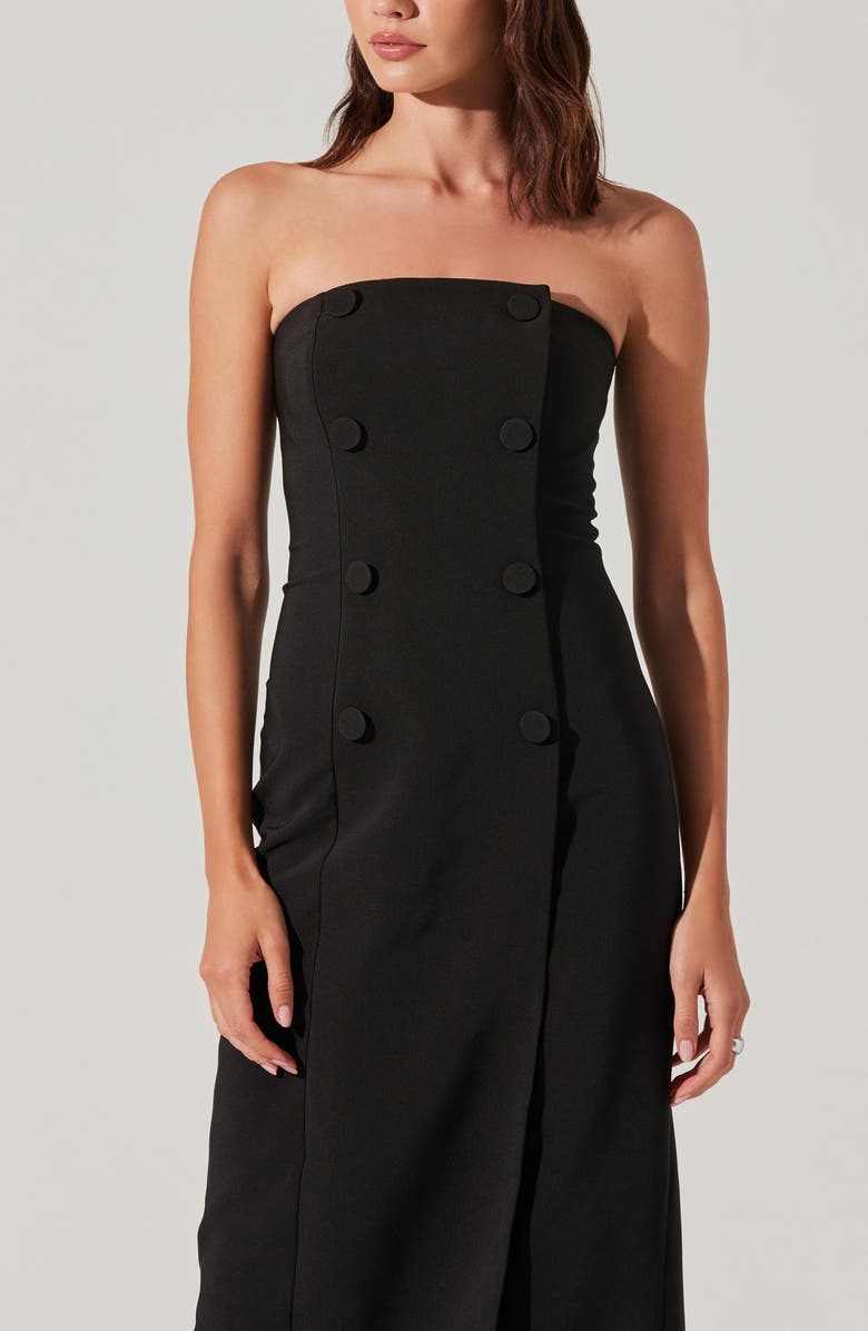 ASTR the Label Strapless Tuxedo Midi Dress, Alternate, color, Black