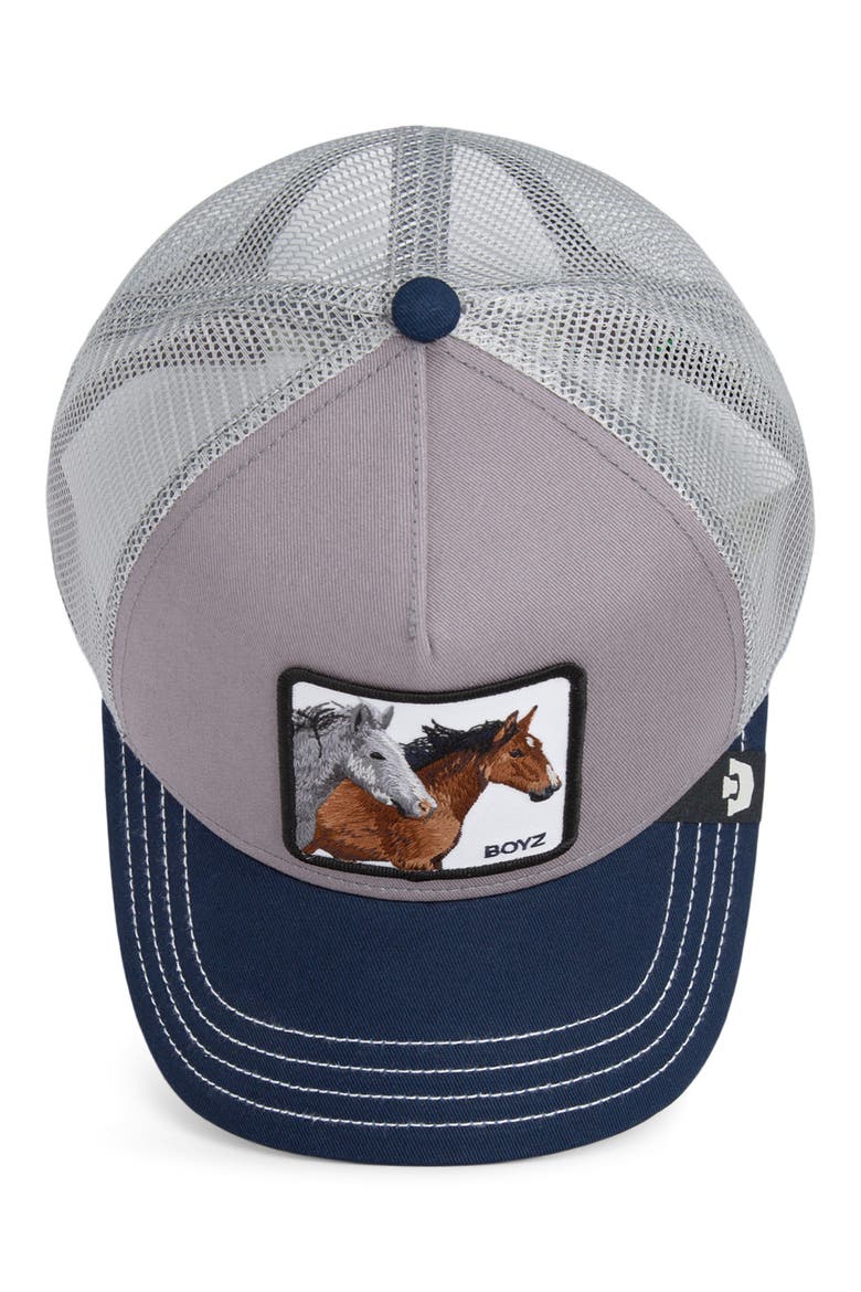 The Boyz Patch Trucker Hat, Alternate, color, GRAY / NAVY