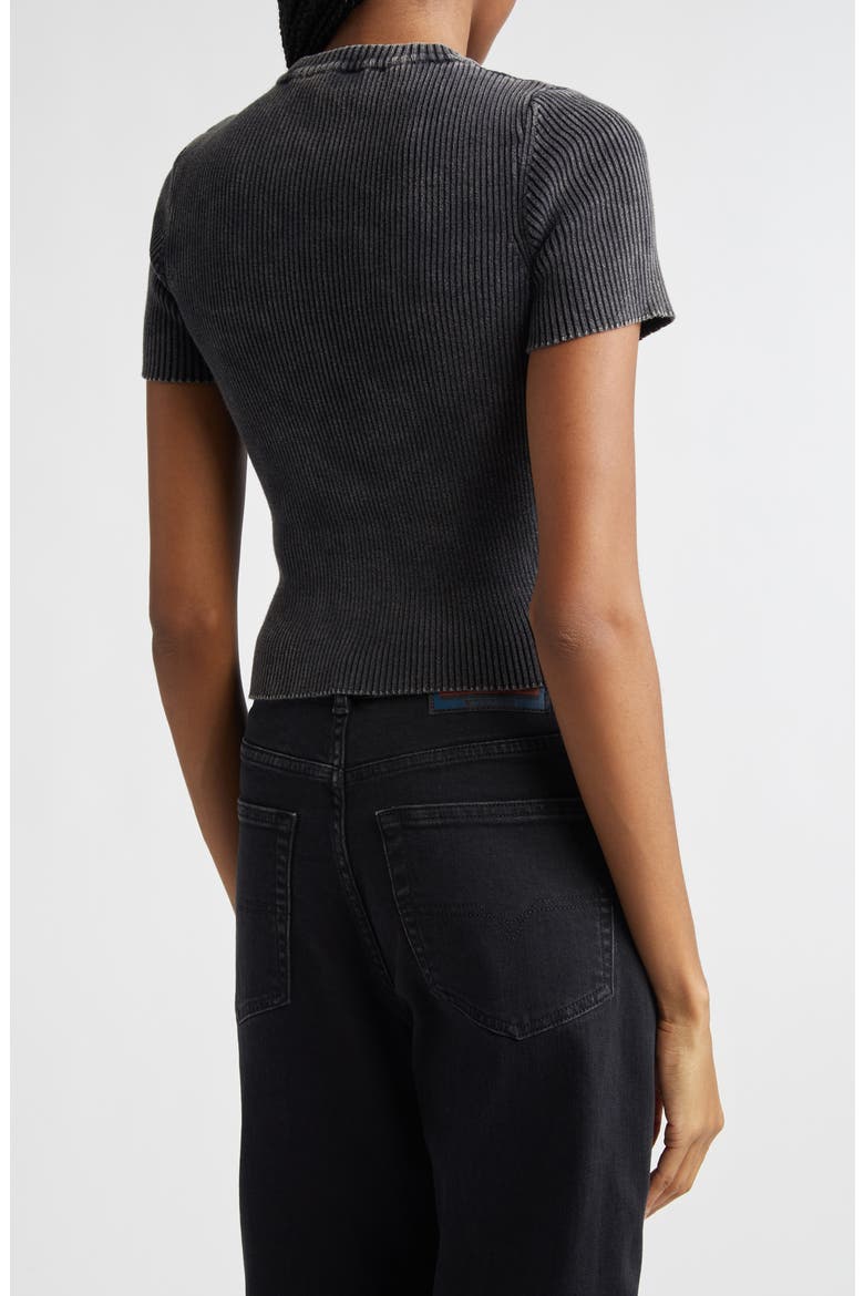 M-Anchor-A Short Sleeve Rib Sweater, Alternate, color, BLACK