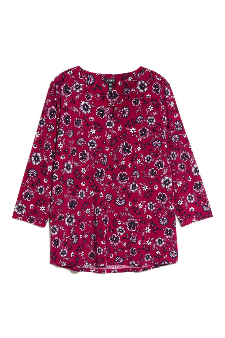 V-Neck Knit Top, Alternate, color, BERRY RED MULTI