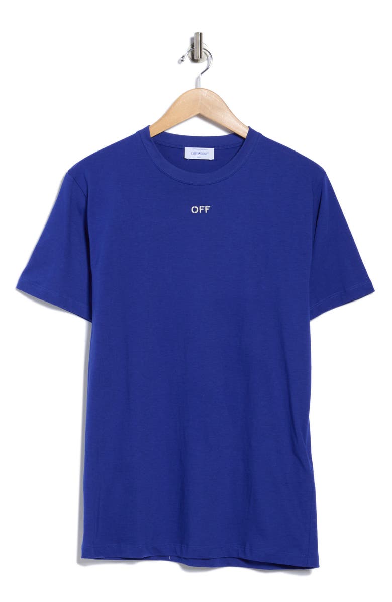 Off-White Slim Fit Logo Cotton Graphic T-Shirt, Alternate, color, Dark Blue And White