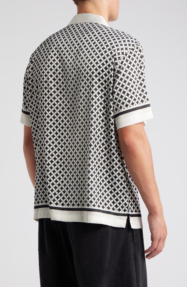 Topman Geo Print Satin Camp Shirt, Alternate, color,