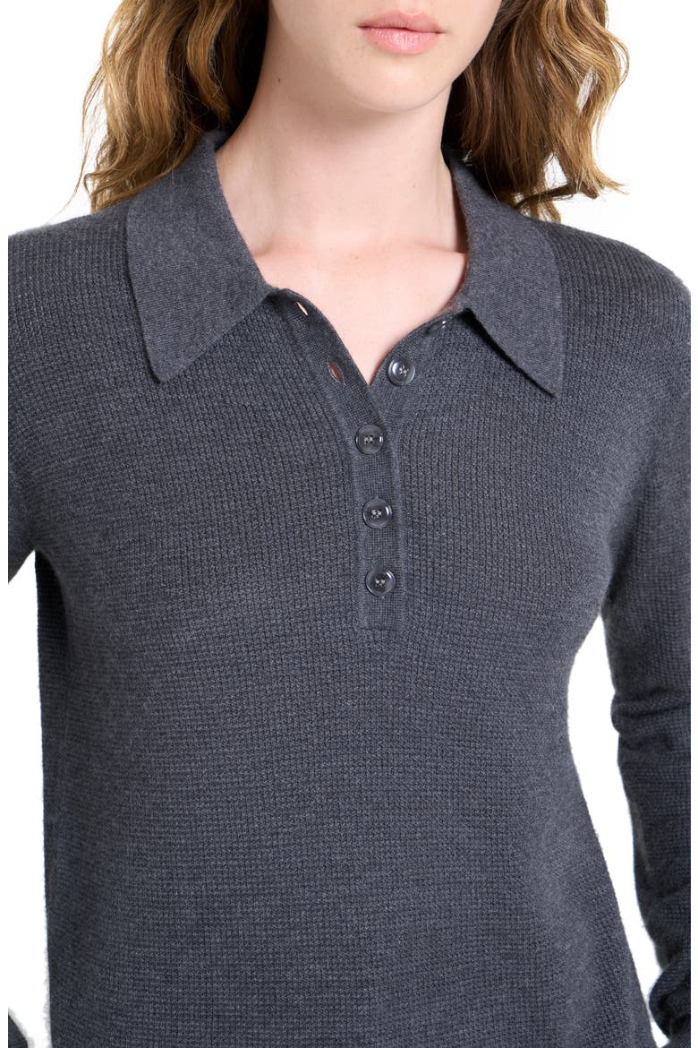 Jorden Thermal Cashmere Polo Sweater, Alternate, color, CHARCOAL