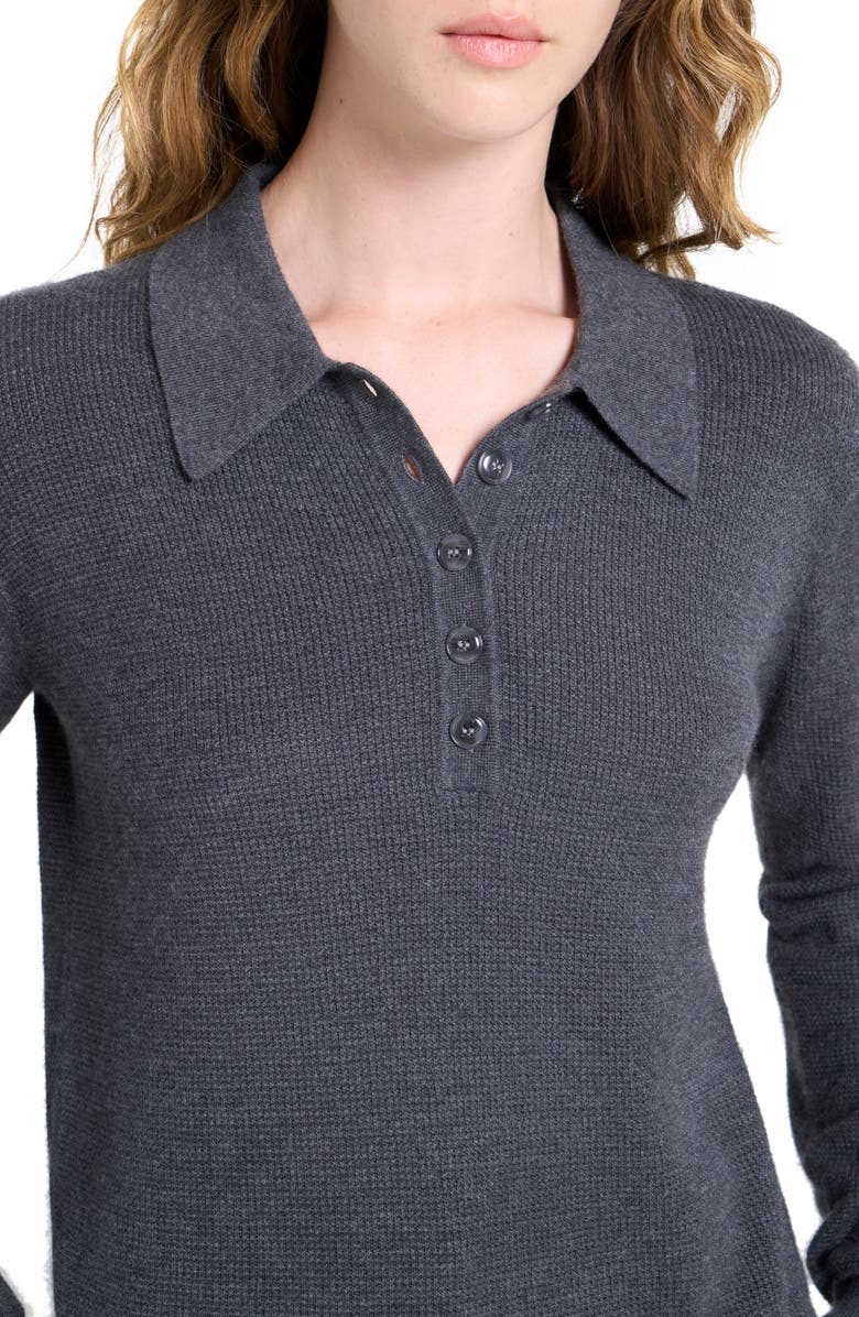 TWP Jorden Thermal Cashmere Polo Sweater, Alternate, color, Charcoal