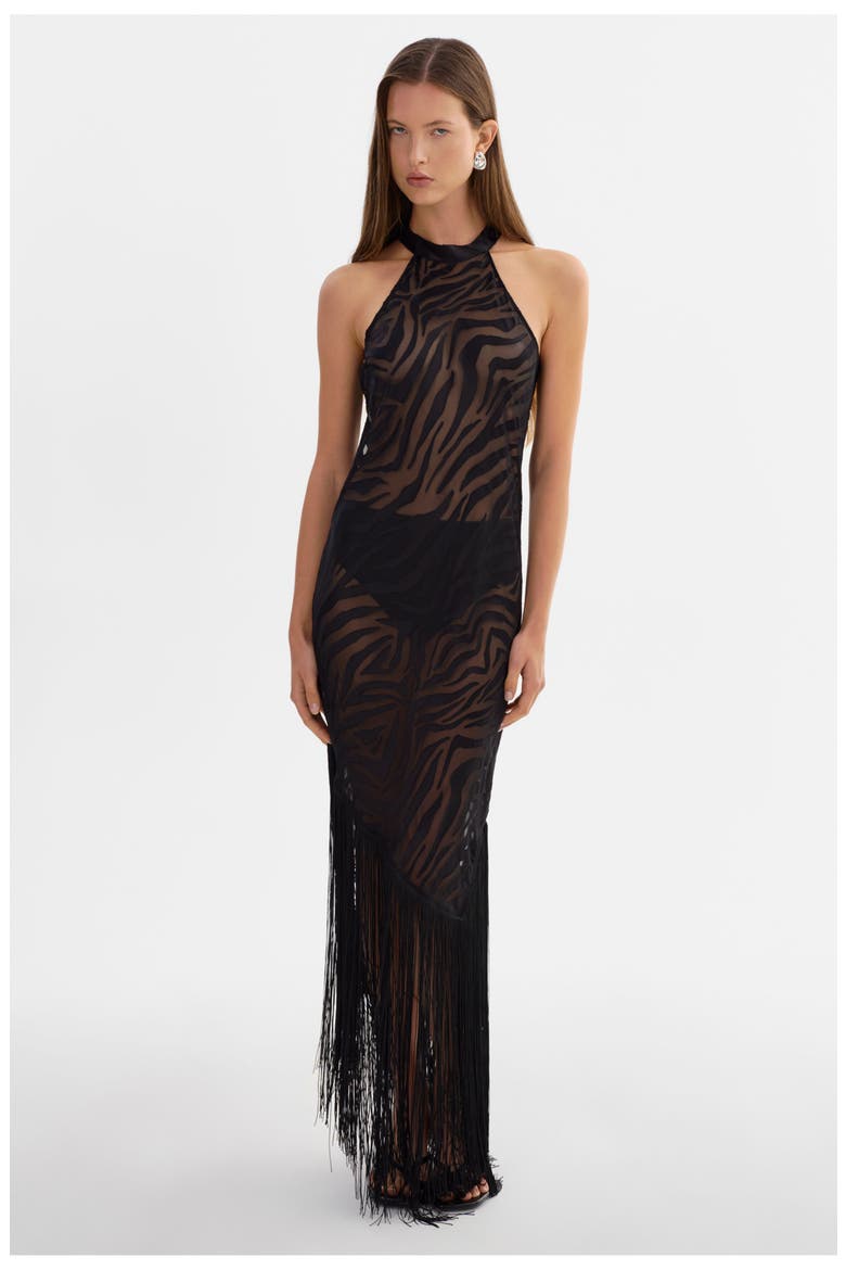 Jennine | Zebra Sheer Dress, Alternate, color, BKZB