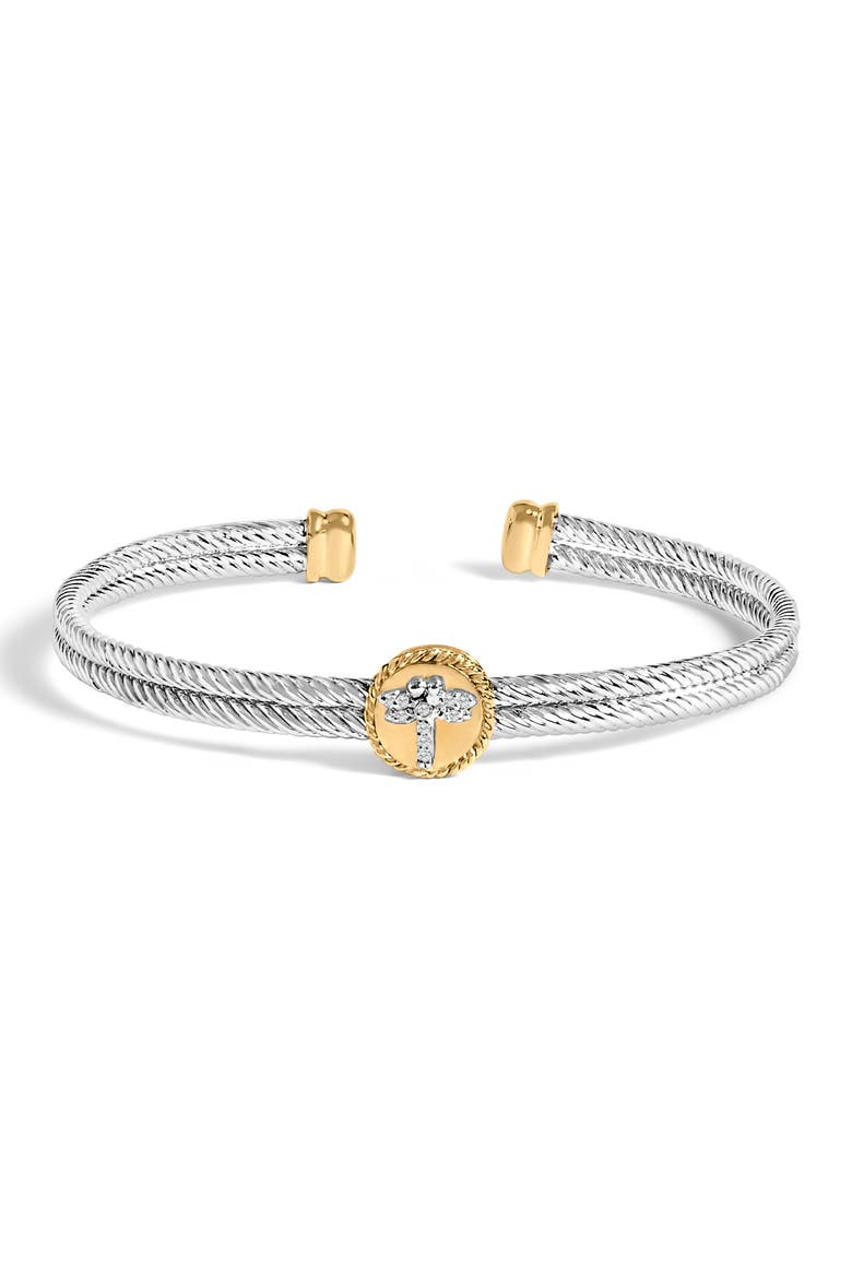 18K Yellow Gold over Silver Diamond Accent Dragonfly Medallion Bangle Bracelet, Main, color, Yellow