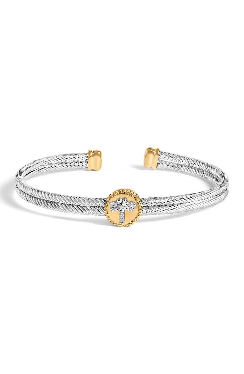 Haus of Brilliance 18K Yellow Gold over Silver Diamond Accent Dragonfly Medallion Bangle Bracelet, Main, color, Yellow