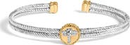 Haus of Brilliance 18K Yellow Gold over Silver Diamond Accent Dragonfly Medallion Bangle Bracelet
