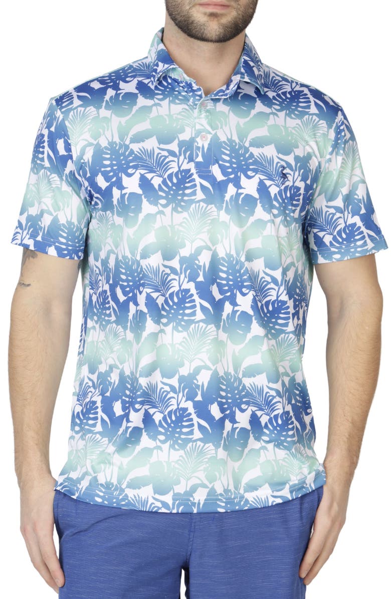 TailorByrd Gradient Tropical Print Performance Polo, Main, color,