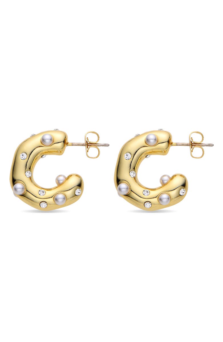EYE CANDY LOS ANGELES Lila Faux Pearl Hoop Earrings, Alternate, color, Gold