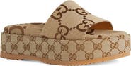 Gucci Angelina GG Logo Platform Slide Sandal