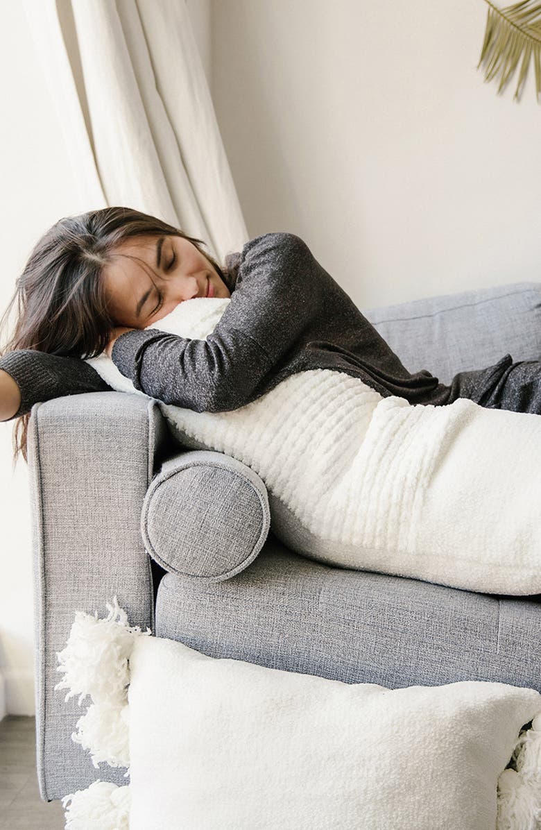 Sunday Citizen Braided Pom Pom Throw Blanket, Alternate, color, Off White