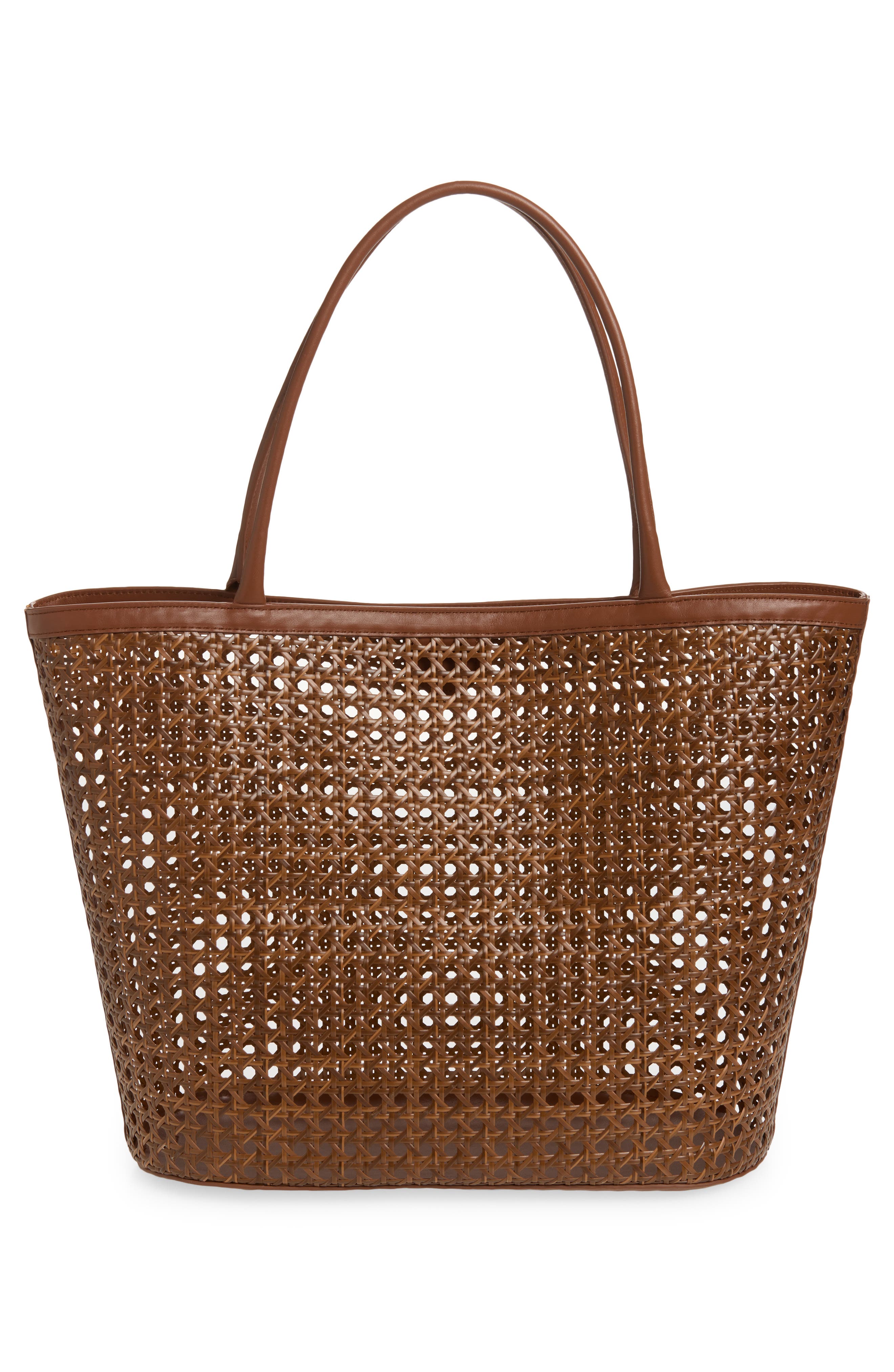Reformation Isabella Woven Rattan Tote, Alternate, color, Espresso Rattan