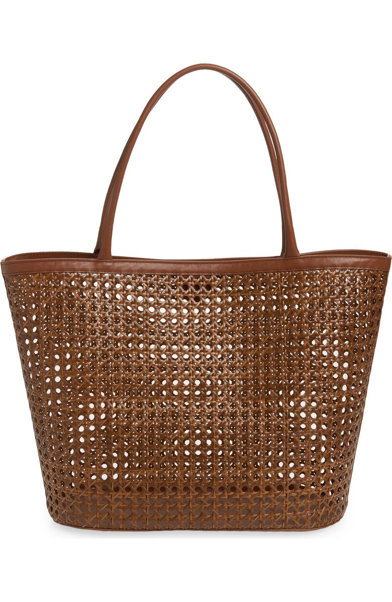 Reformation Isabella Woven Rattan Tote, Alternate, color, Espresso Rattan
