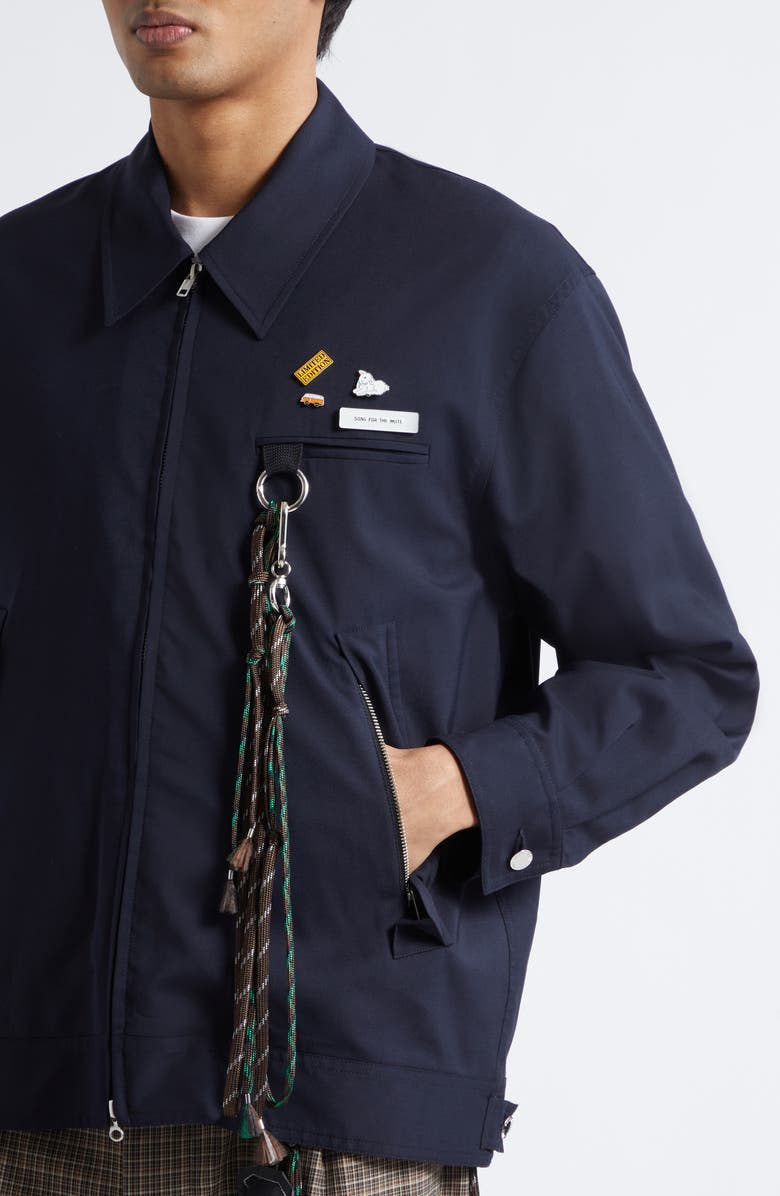 SONG FOR THE MUTE Wool Blend Coach's Jacket, Alternate, color, Navy