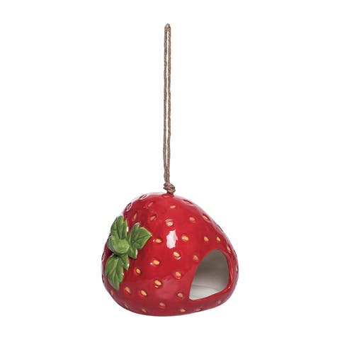 Dolomite Fly Through Strawberry Bird Feeder Birdfeeder Multicolored for Spring Garden Decor