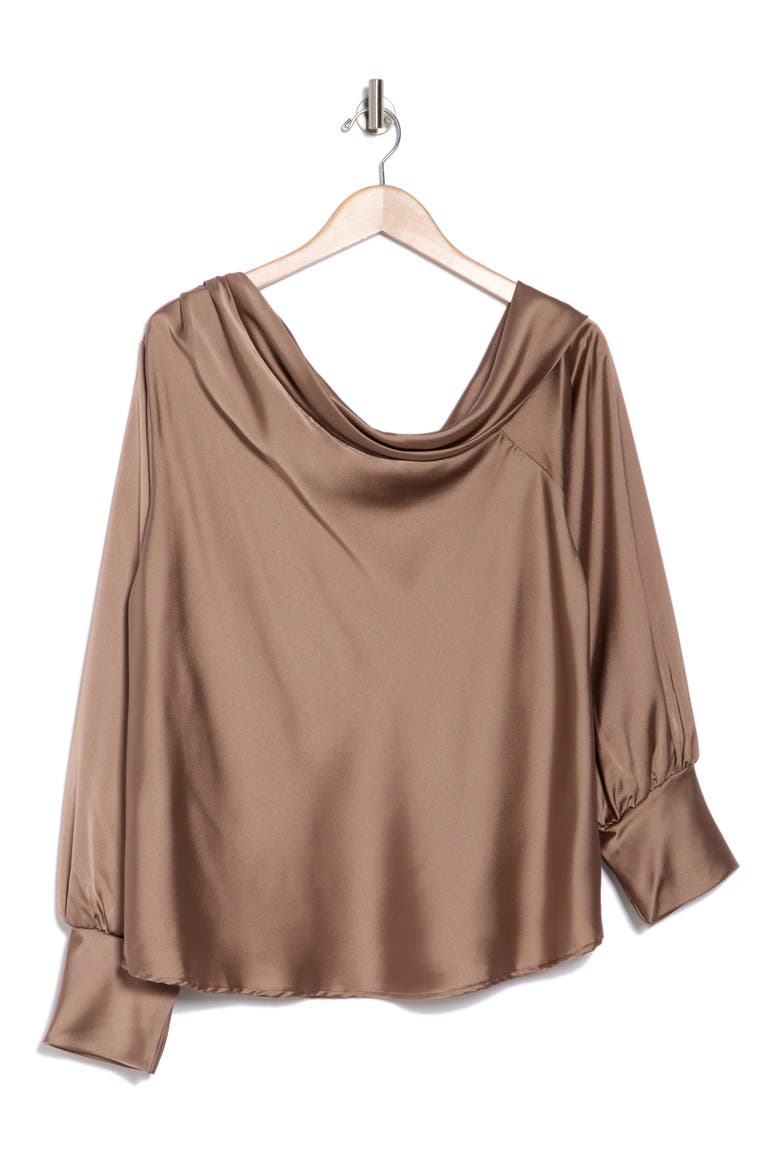 Drop Shoulder Satin Top, Alternate, color, DUNE