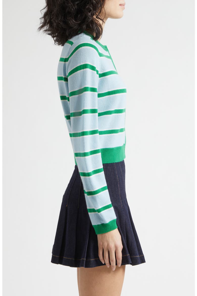 Dollie Stripe Crop Cashmere Blend Cardigan, Alternate, color, GLAMOUR STRIPE CAROLINA BLUE