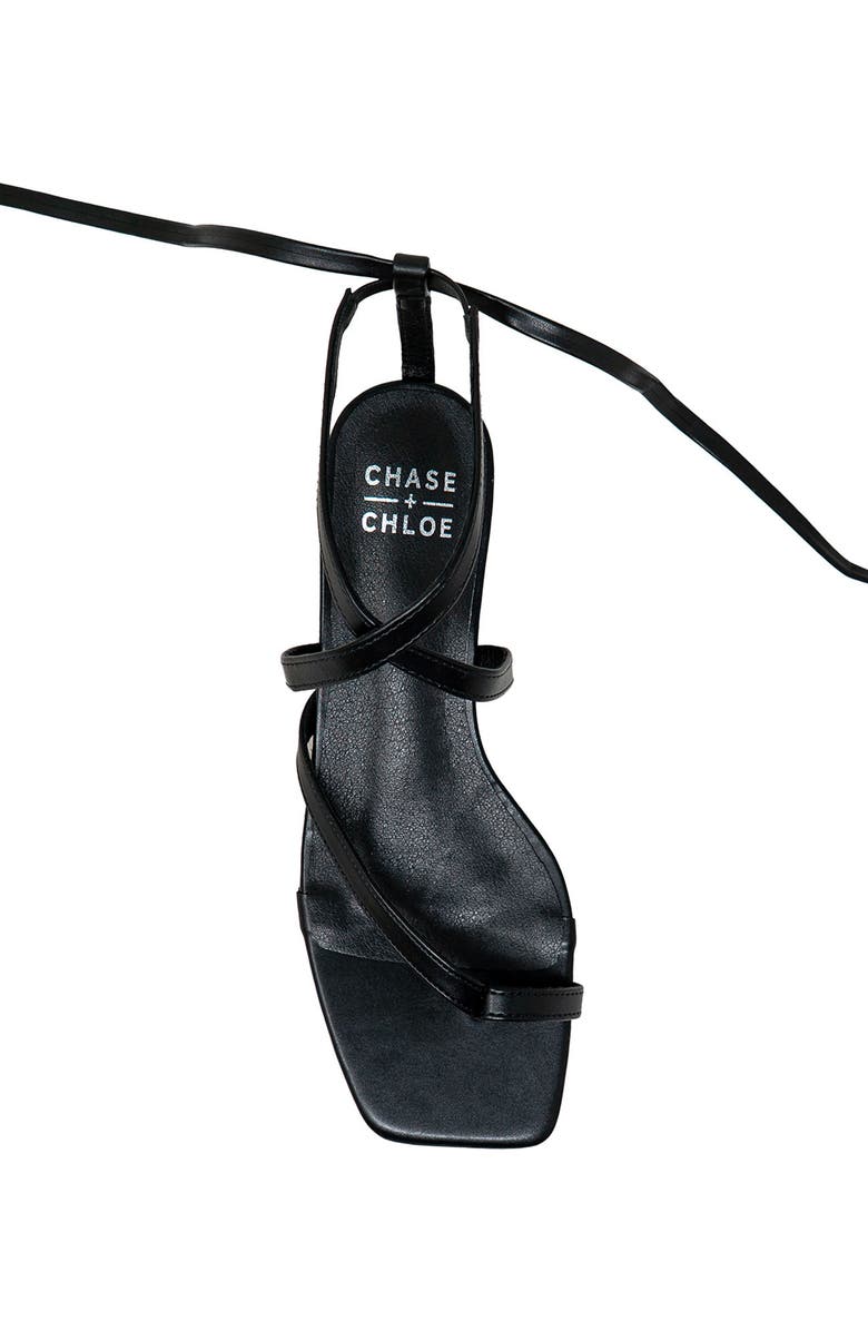 CHASE AND CHLOE Lace-Up Kitten Heel Sandal, Alternate, color, Black