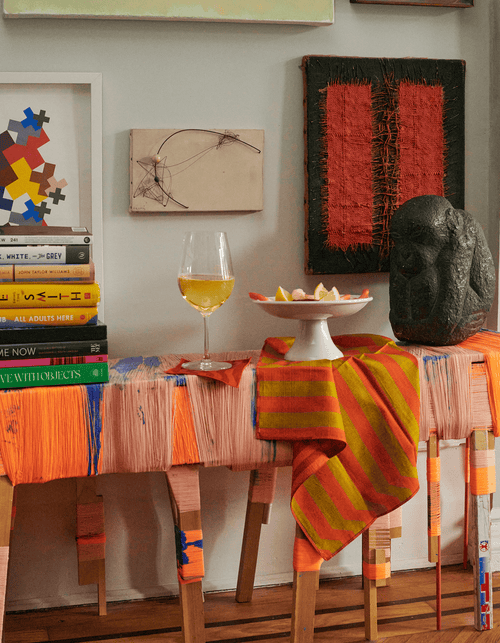 Tortuga Forma Stripe Dinner Napkins In Orange