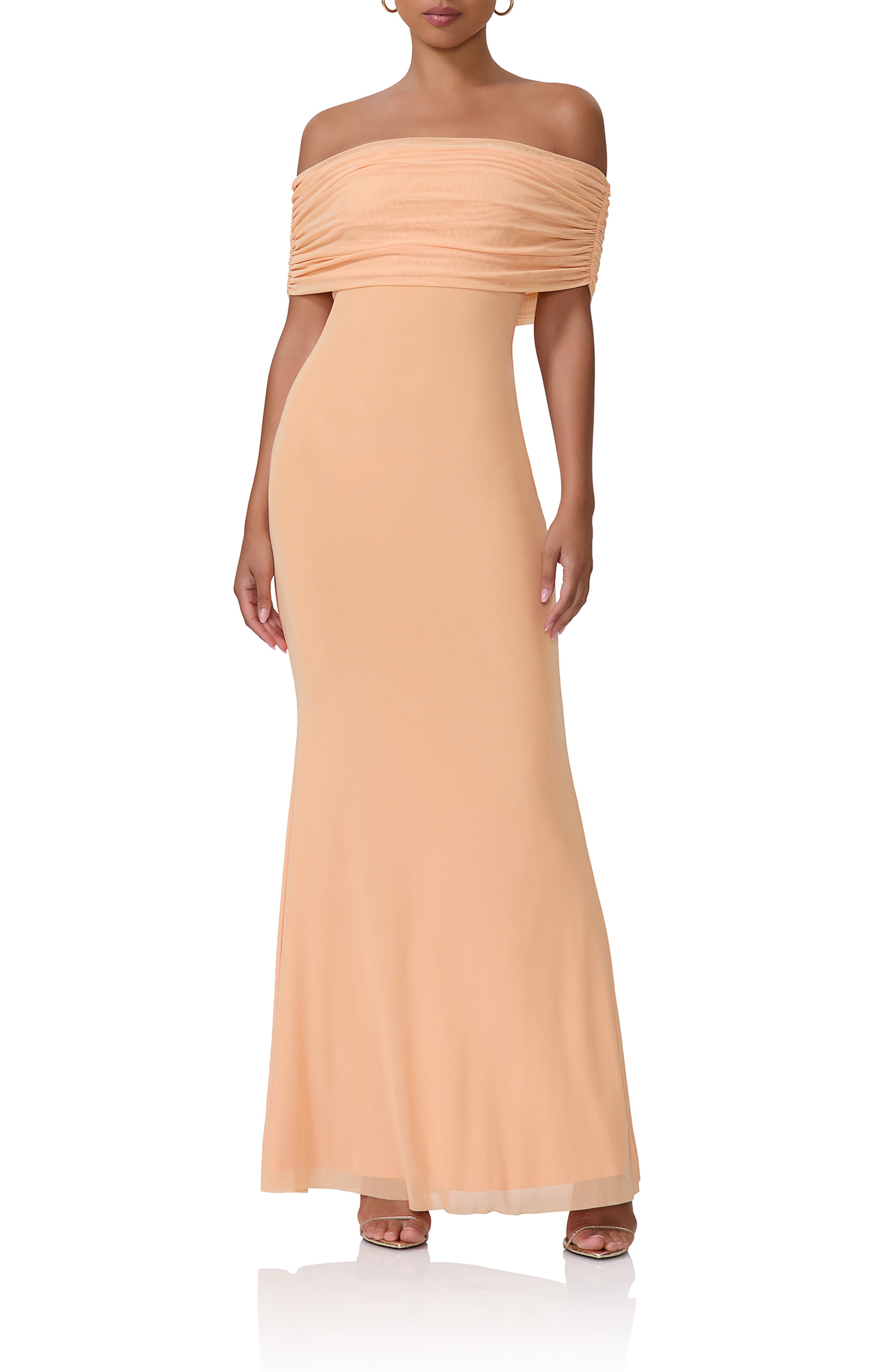 AFRM McCall Off the Shoulder Mesh Maxi Dress