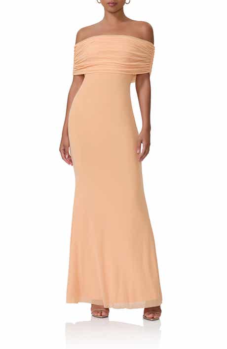 AFRM McCall Off the Shoulder Mesh Maxi Dress