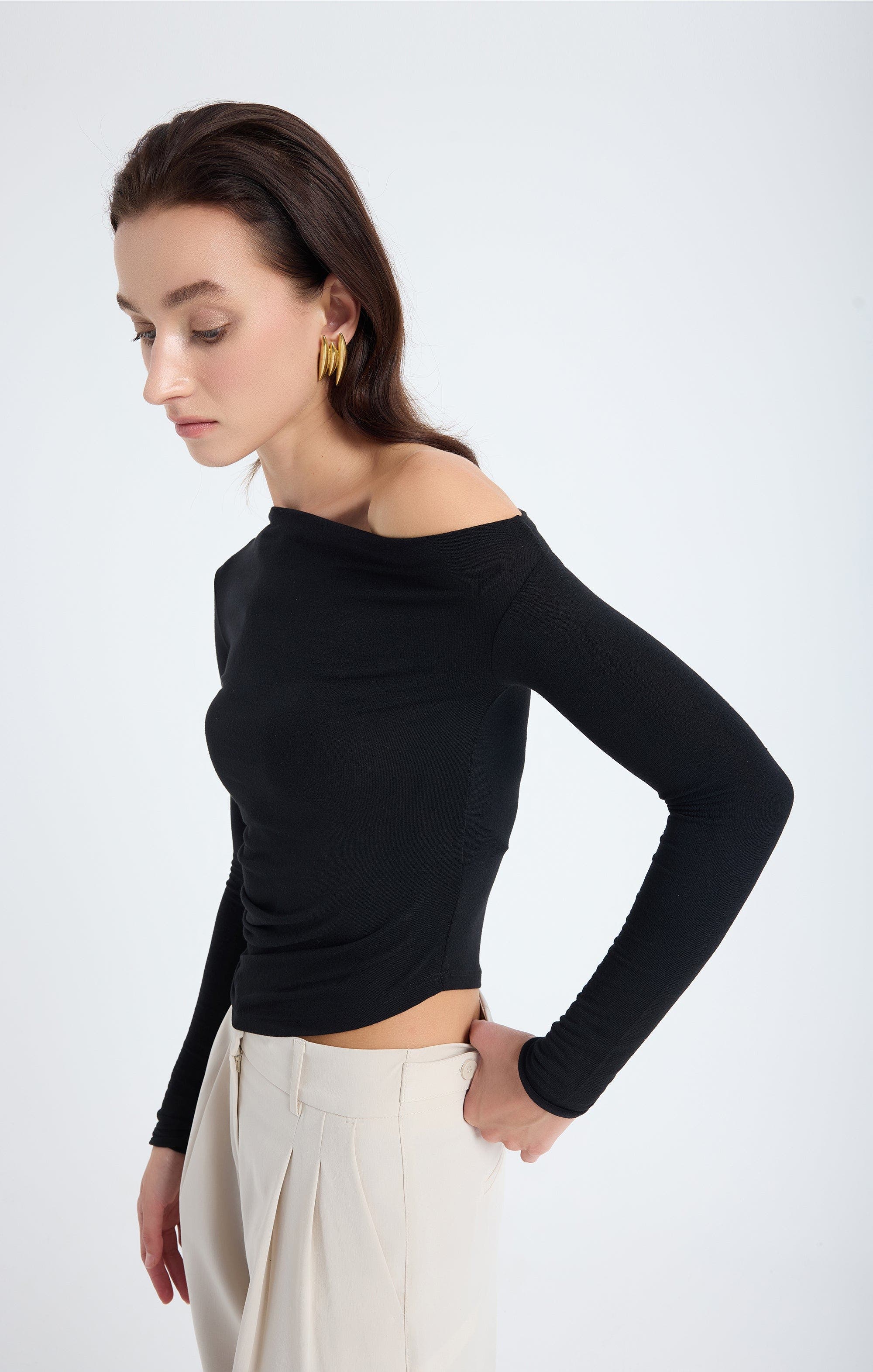Aura One Shoulder Draped Top - image 2
