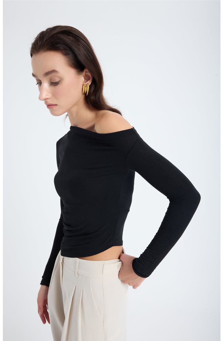 Monlicia Aura One Shoulder Draped Top, Alternate, color, Black