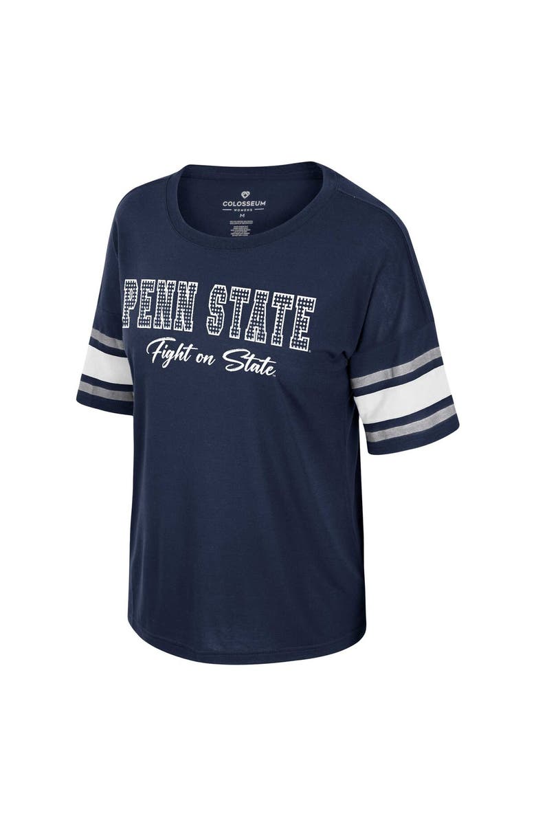 COLOSSEUM Women's Colosseum Navy Penn State Nittany Lions I'm Gliding Here Rhinestone T-Shirt, Alternate, color, 