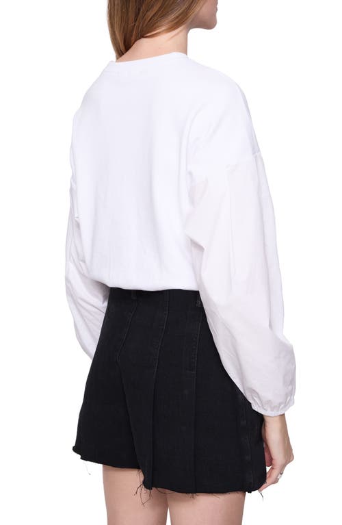 Rebecca Minkoff Julia Combo Long Sleeve Top In Bright White