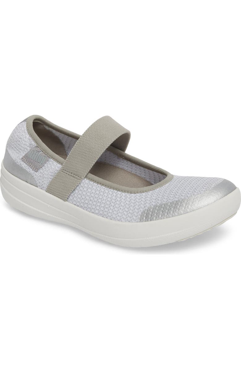 FitFlop Uberknit<sup>™</sup> Mary Jane Flat, Main, color, Metallic Silver/Urba