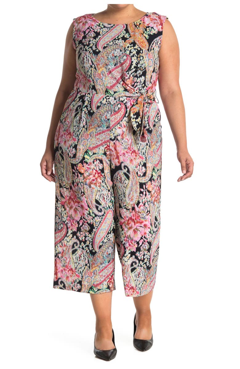 Tahari Pebble Crepe Paisley Jumpsuit, Main, color,