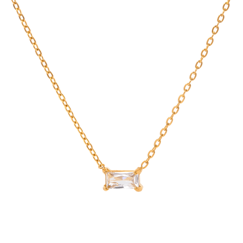 Hollywood Sensation Nightfall Glow Necklace With Emerald-cut Cubic Zirconia Pendant In Gold