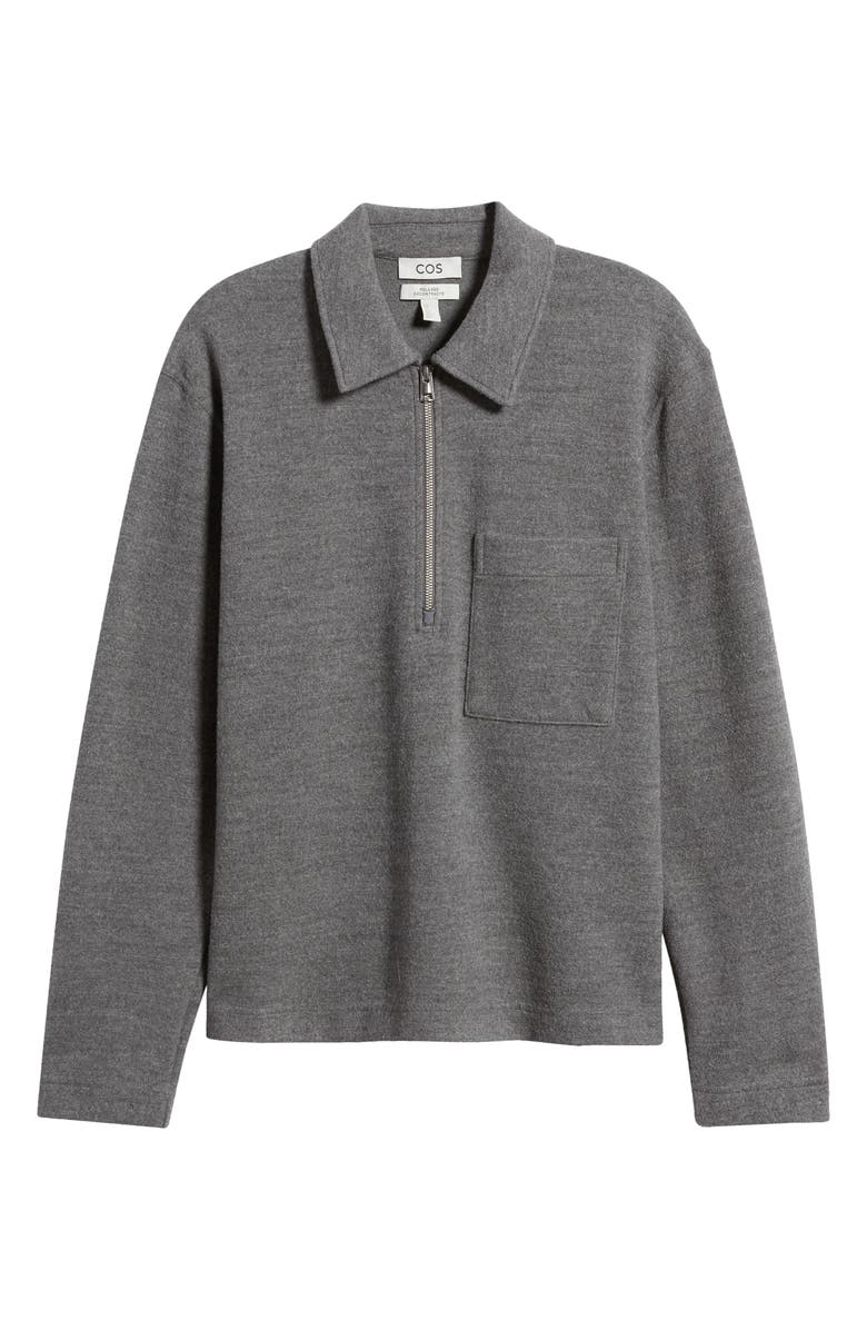 COS Relaxed Fit Wool Blend Half Zip Sweatshirt, Alternate, color, 