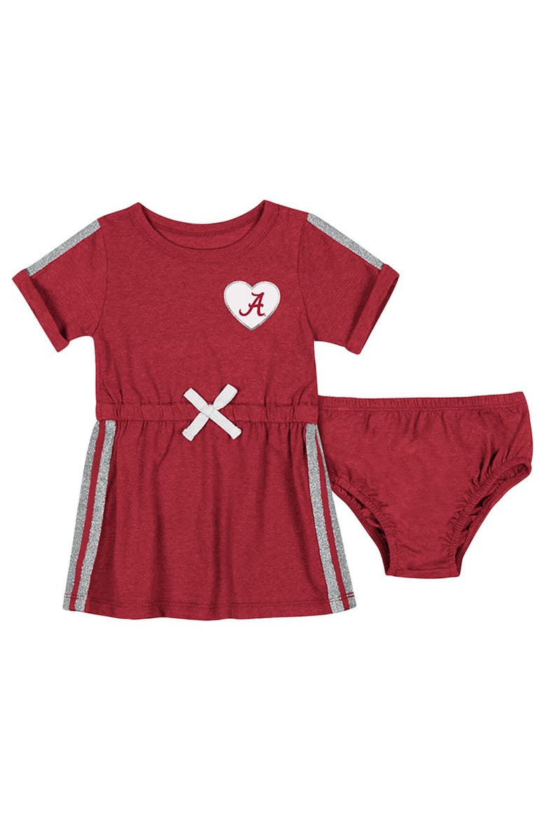 Girls Newborn & Infant Colosseum Crimson Alabama Crimson Tide Xur Dress and Bloomer Set, Main, color, Crimson