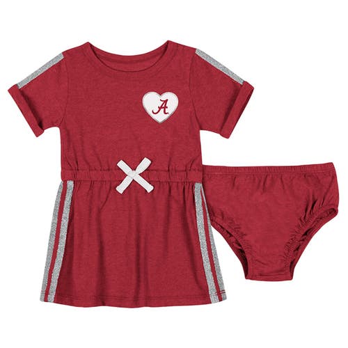 Colosseum Kids' Girls Newborn & Infant  Crimson Alabama Crimson Tide Xur Dress And Bloomer Set In Brown