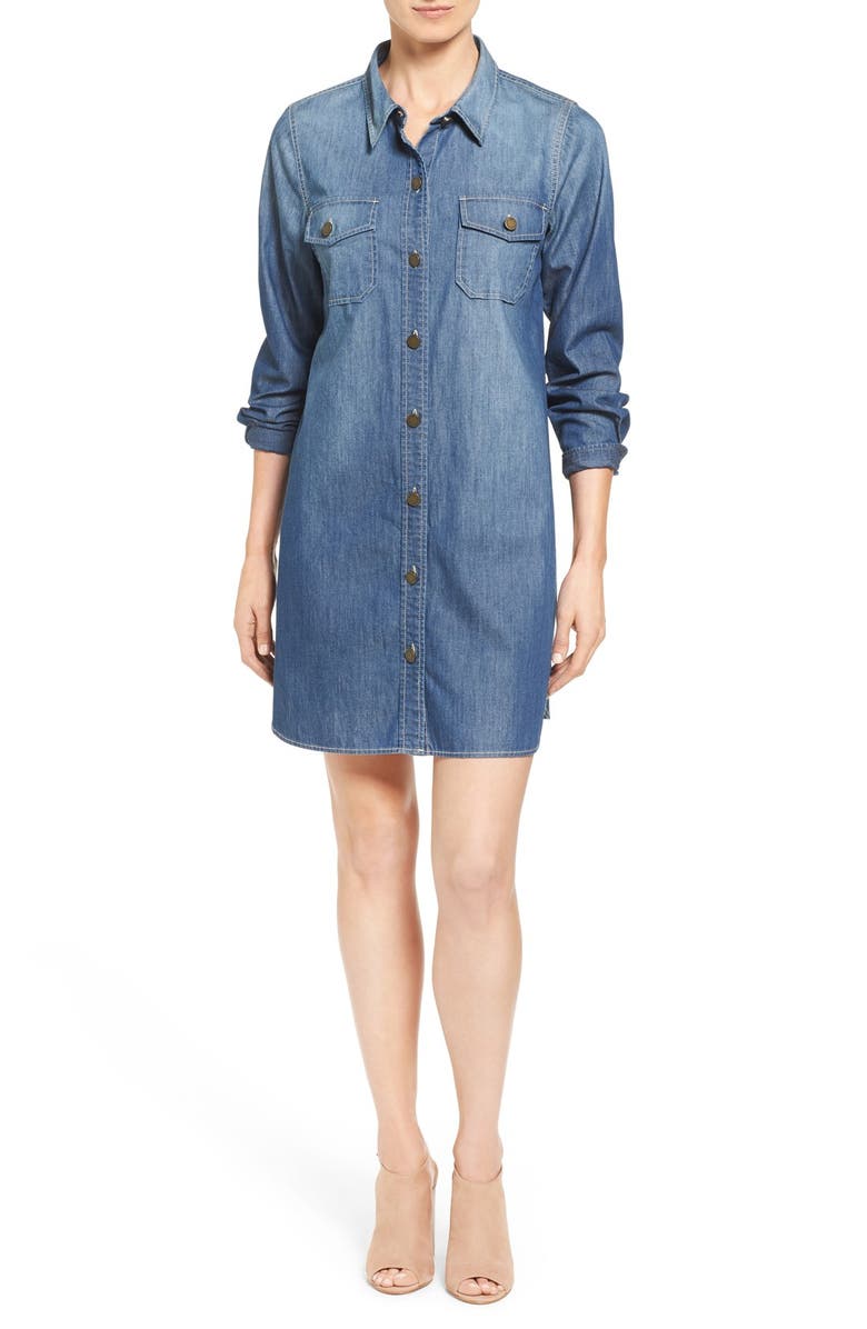 Two by Vince Camuto Denim Utility Shirtdress, Main, color,